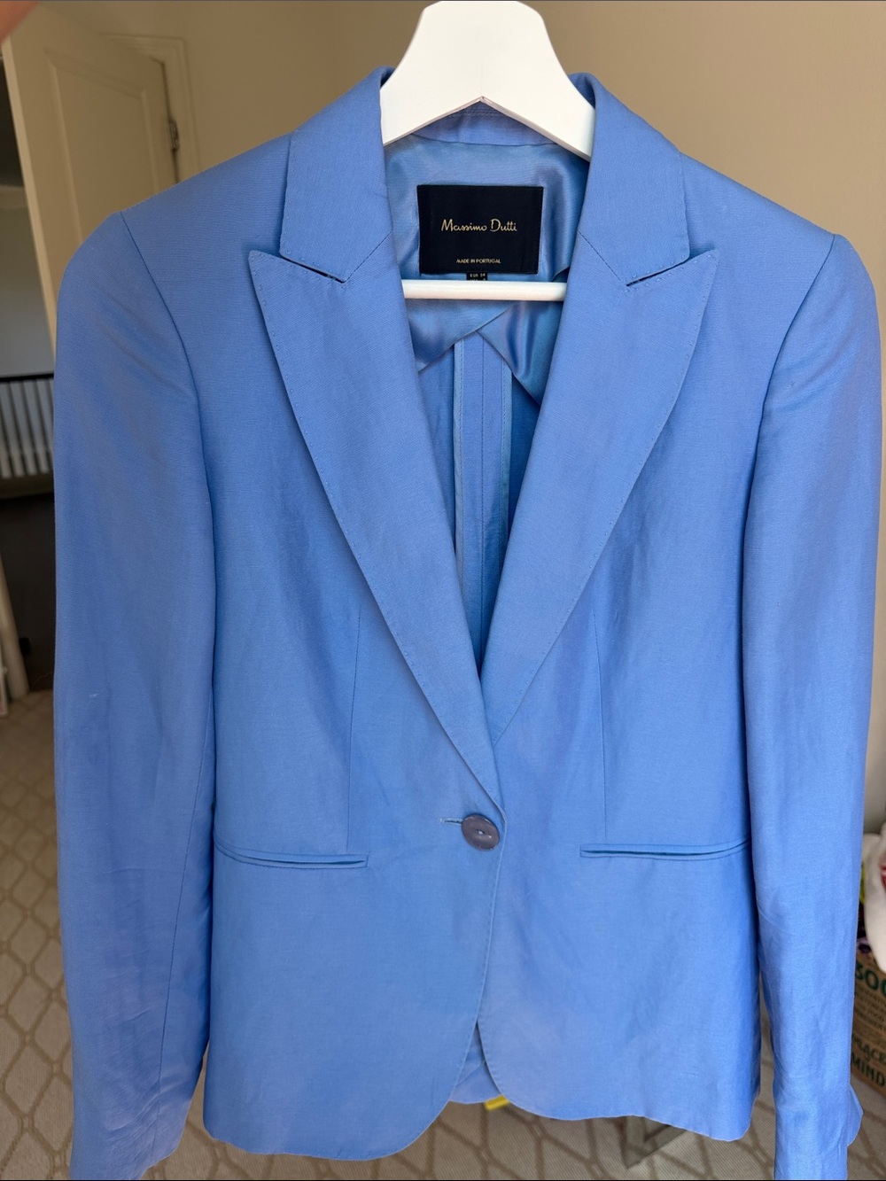 Massimo Dutti Sky Blue Single-Button Blazer